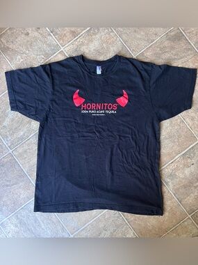 Hornitos Tequila Horns Up Distilled for Devilry T Shirt, Black, Size L
